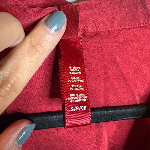 Skims deep red silk oversized pajama tunic shirt - Picture 4 of 5